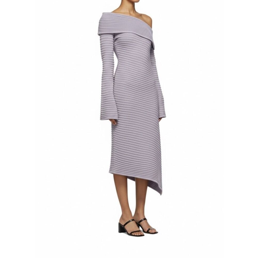 DRAE MIDI Sweater Dress SSENSE Wool Cashmere Rib Knit size Lavender Purple Mediu